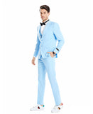 Tazio Peak Lapel Skinny Suit, Sky Blue