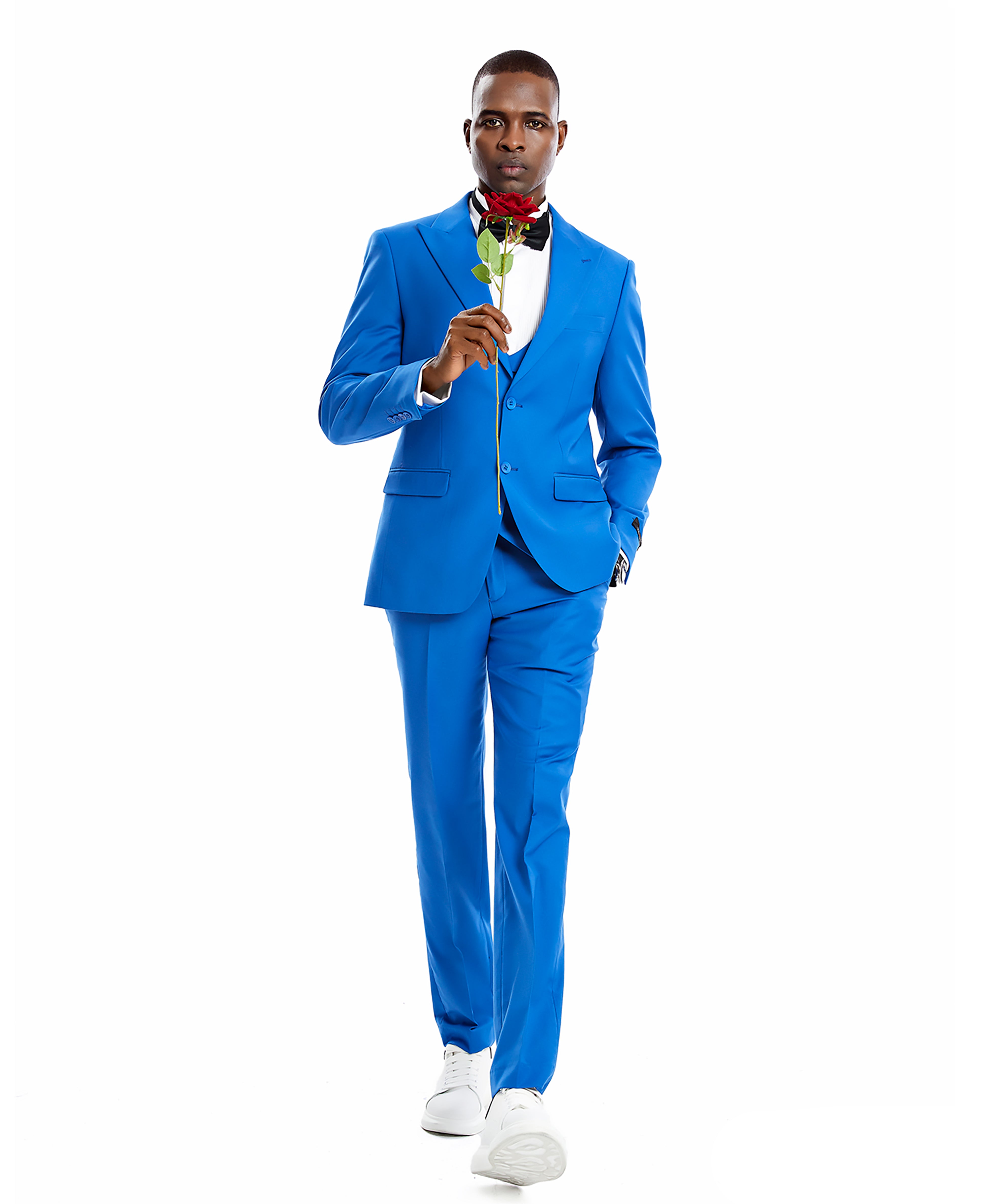 Tazio Peak Lapel Skinny Suit, Royal Blue