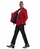 Tazio Skinny Fit Paisley Shawl Collar Suit, Burgundy w/ Satin Trim