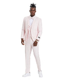 Tazio Skinny Fit Polka-Dot Suit, U-Shape Vest Pink