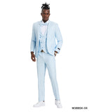 Tazio Skinny Fit Polka Dot Suit Shawl U-Shaped Vest, Sky Blue