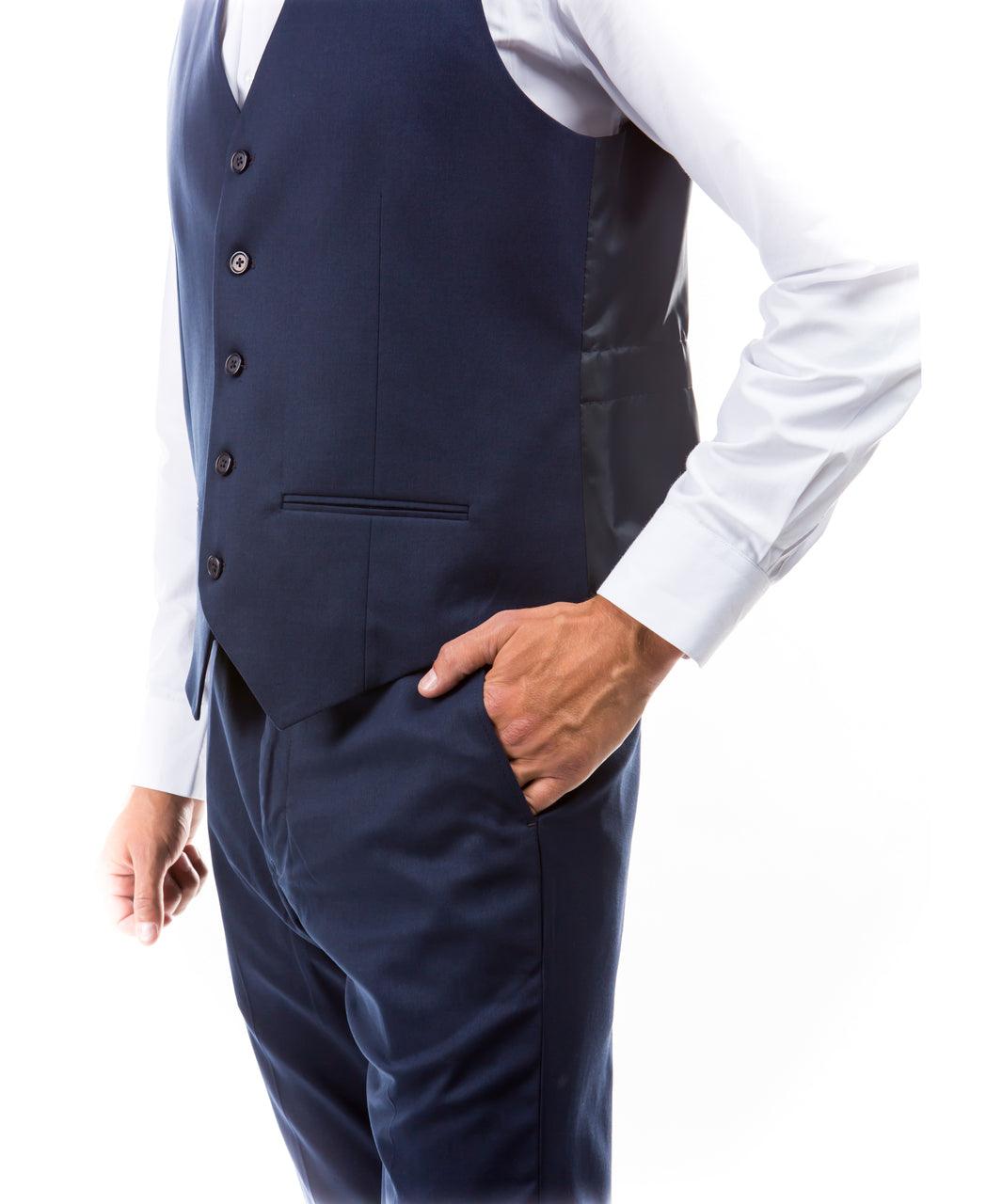 A picture of A Vest colored Deep Ocean Blue from the Suits & Separates Collection By Zegarie (brand).