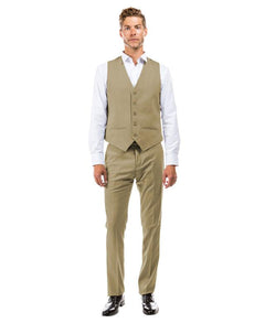 A picture of man wearing a vest and dressing pants colored Tan from the Suits & Separates Collection By Zegarie (brand).