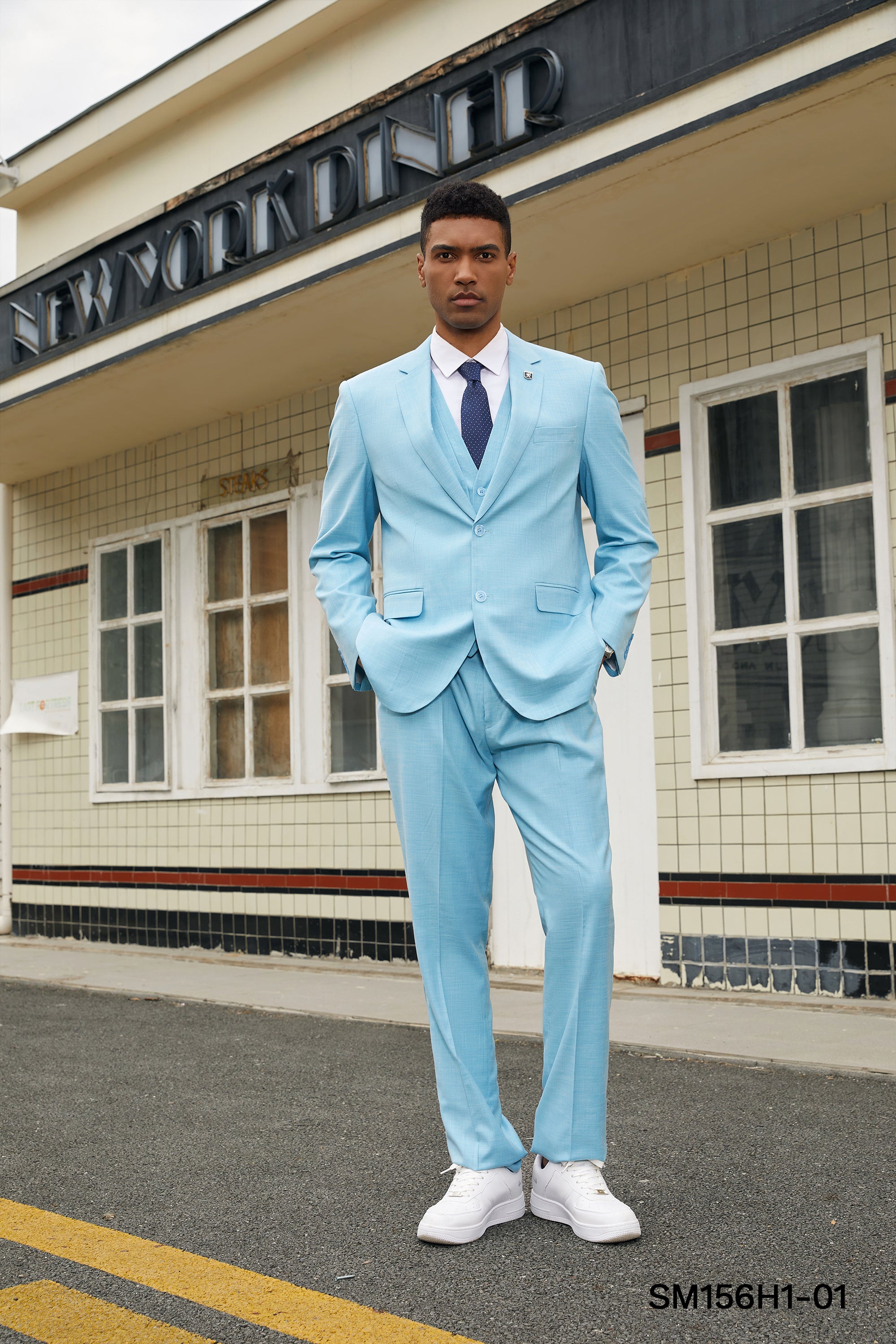 Stacy Adams Hybrid-Fit Vested 3-Piece Suit, Textured Teal