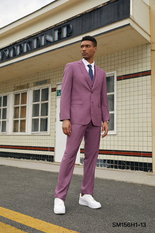 Stacy Adams Hybrid-Fit Vested Suit, Textured Lilac