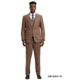 Stacy Adams Hybrid Fit Vested Suit, Windowpane brown
